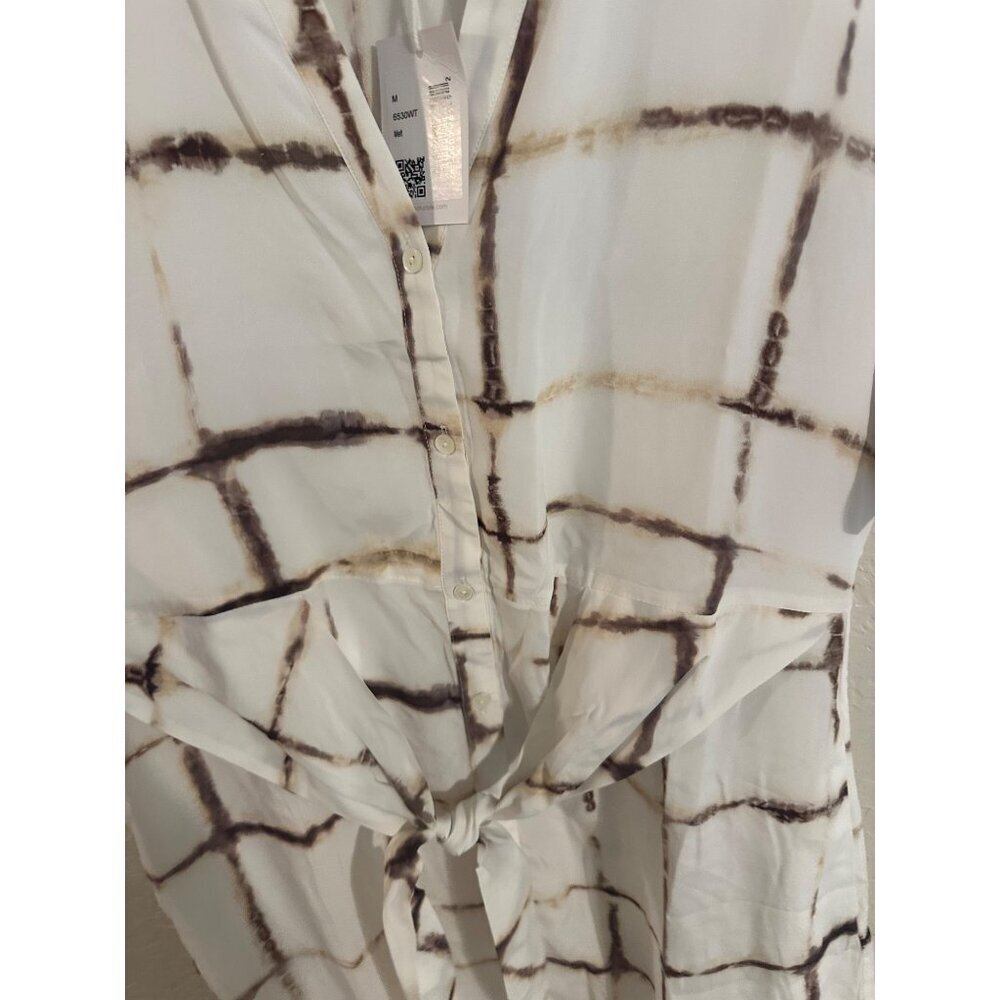 NWT Ecru Y Silk Knightley Belted Mini Button Up Scandi Girl  Shirt Dress - Picture 8 of 12